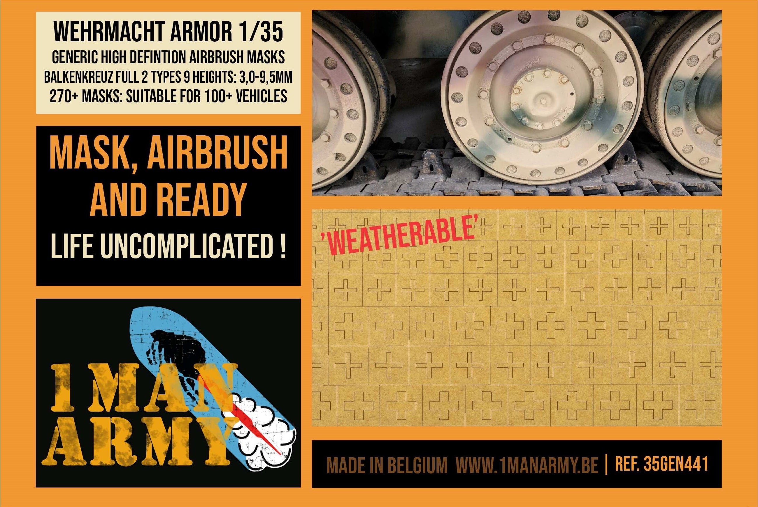 1ManArmy 1/35 ドイツ軍 小型バルケンクロイツ 大容量 エアブラシマスクセットのパッケージ画像