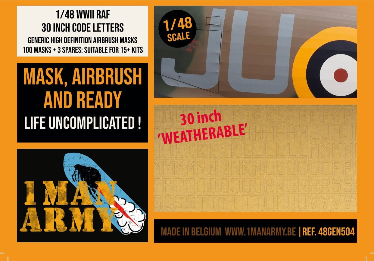 1ManArmy 1/48 RAF用 30インチ コードレター エアブラシマスクセットのパッケージ画像
