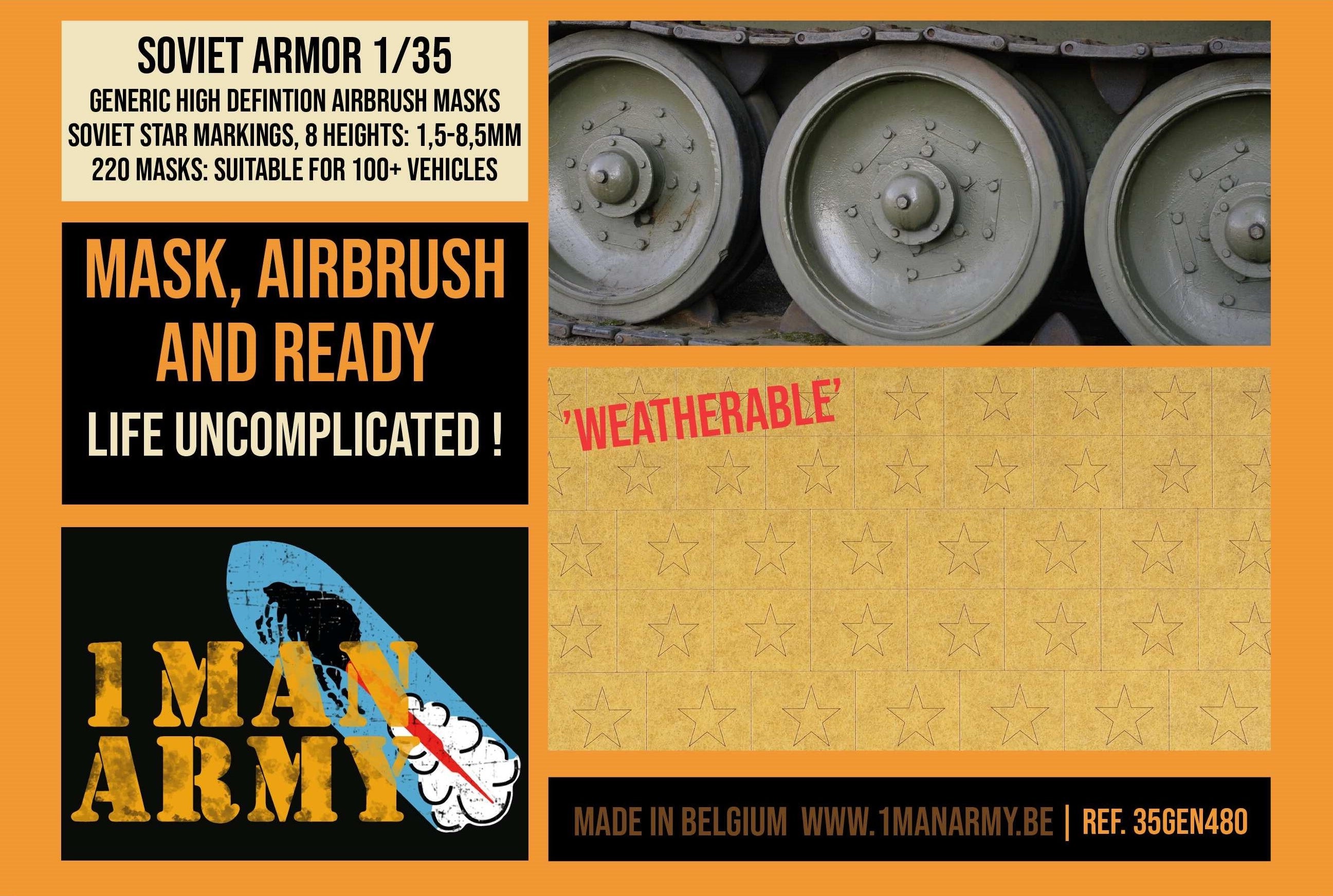 1ManArmy 1/35 Soviet Armor (Generic Star Markings) 塗装マスキングセット パッケージ表面画像