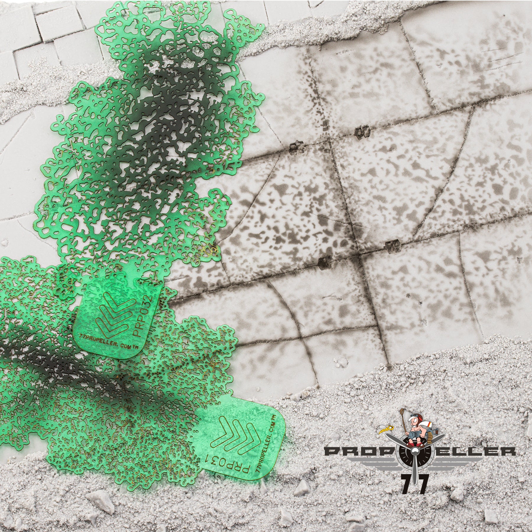 77 Propeller Set “5” – 3 Medium Airbrush Stencils 90×60 mm PRP028 spray pattern after airbrushing