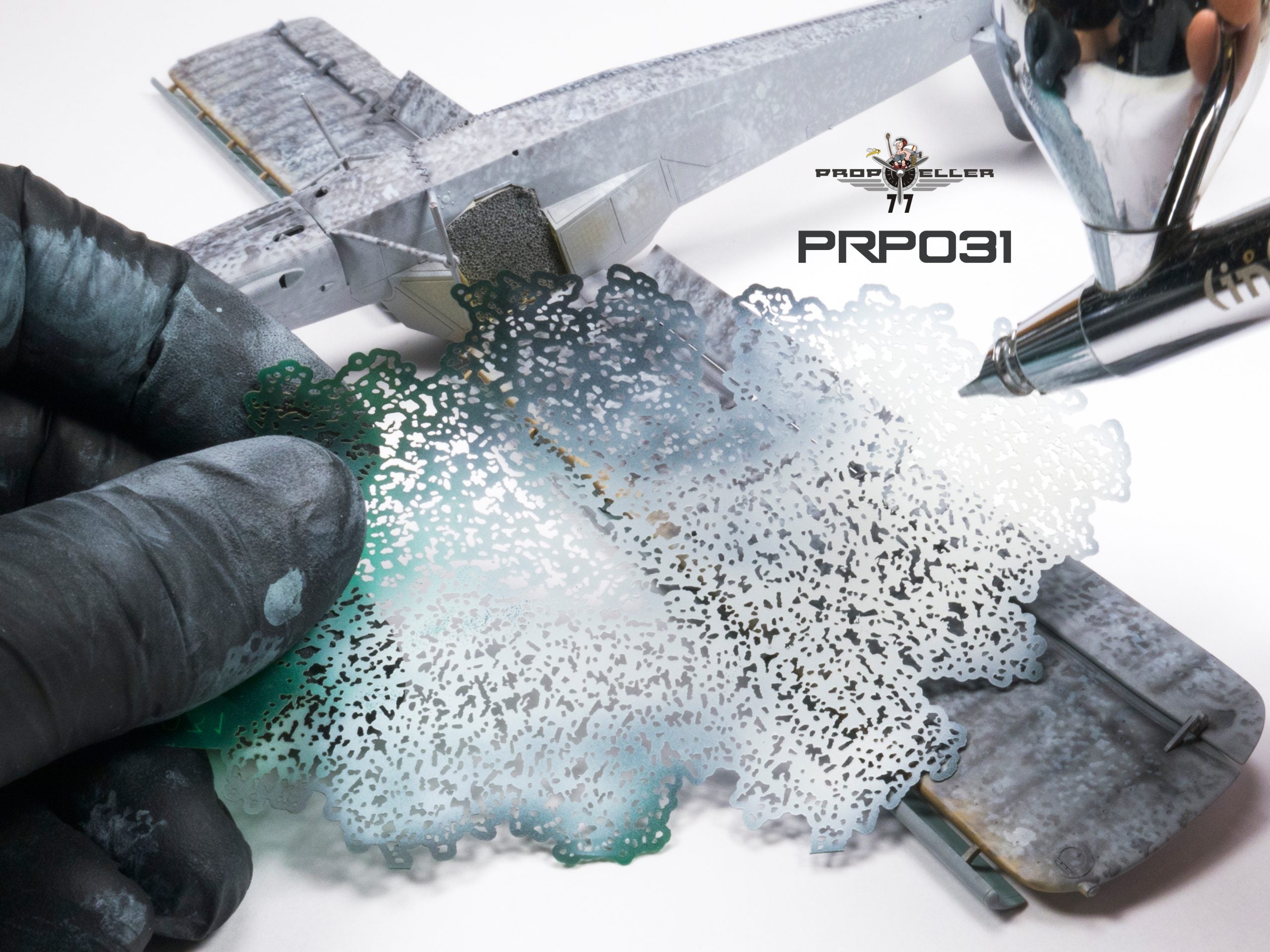 77 Propeller Set “5” – 3 Medium Airbrush Stencils 90×60 mm PRP028 pattern of template on aircraft wing