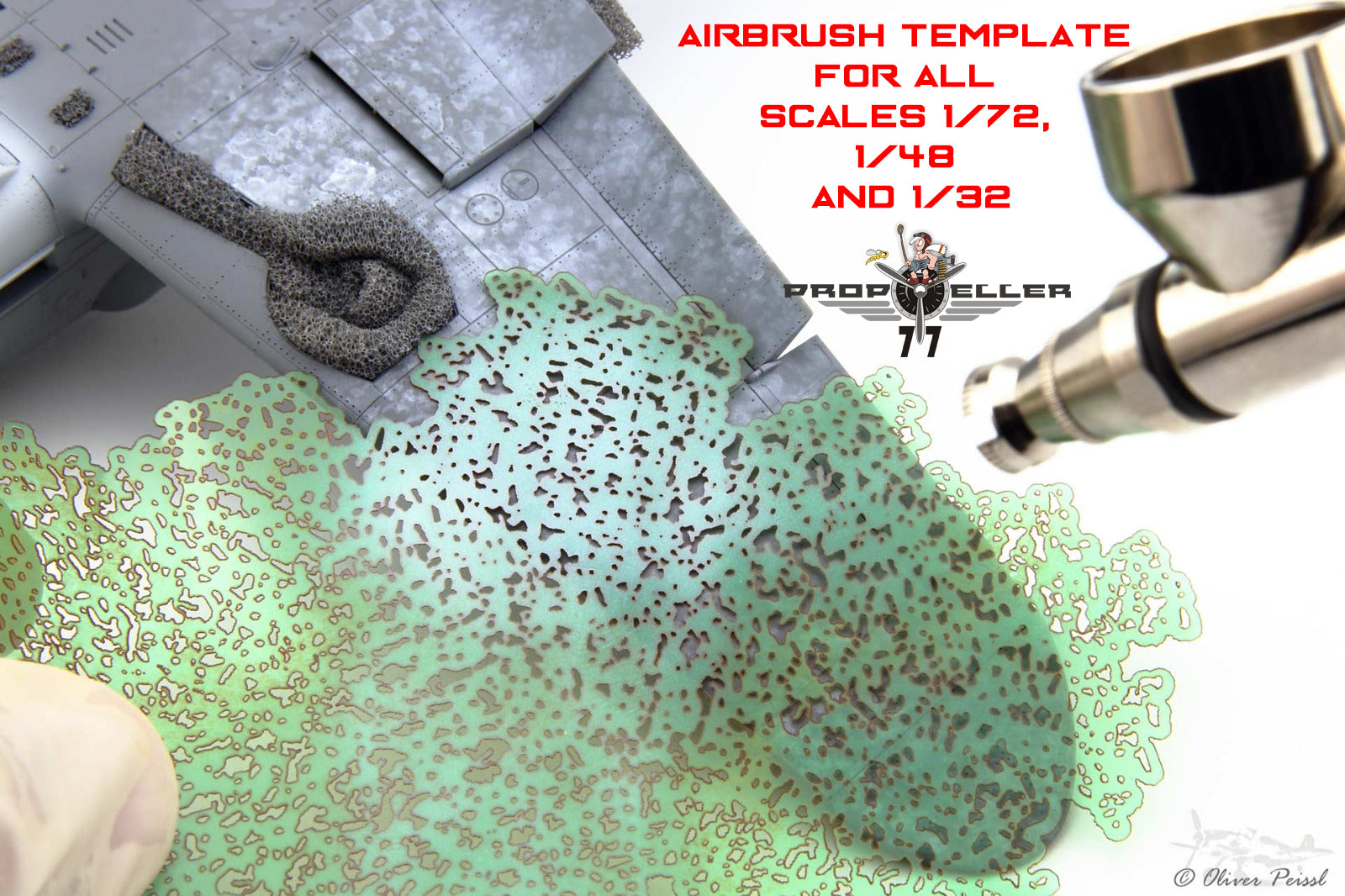 77 Propeller Small Spots Airbrush Stencil 110×70 mm PRP031 template pattern on aircraft wing