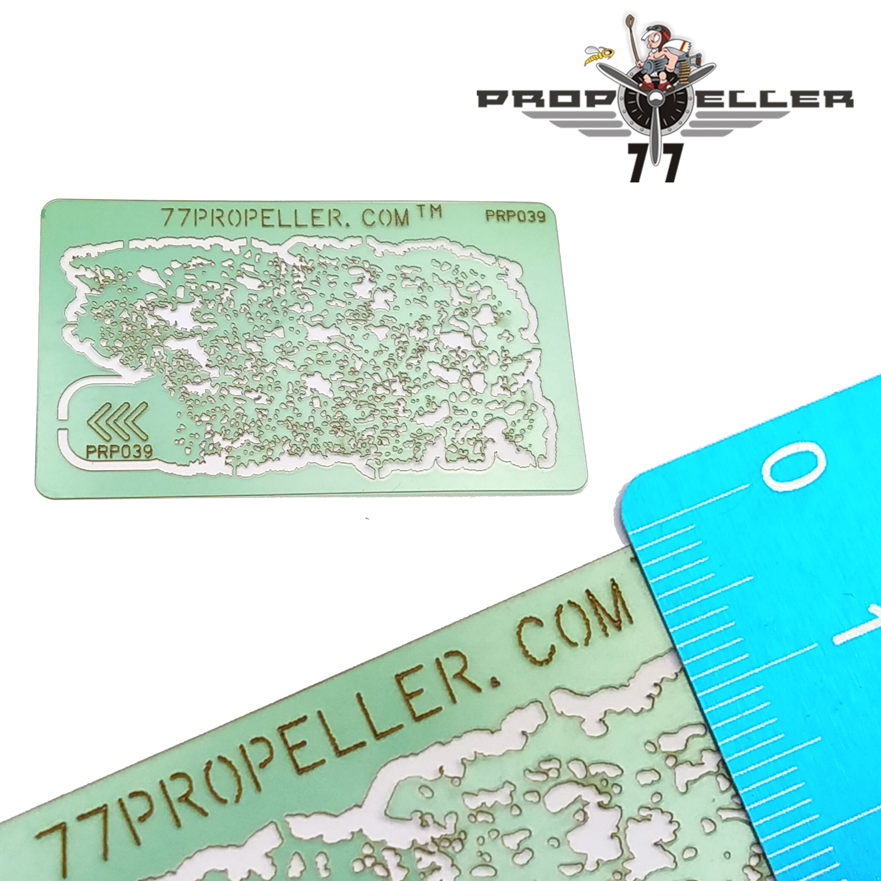 77 Propeller Small Airbrush Stencil 65×35 mm PRP039 size of template
