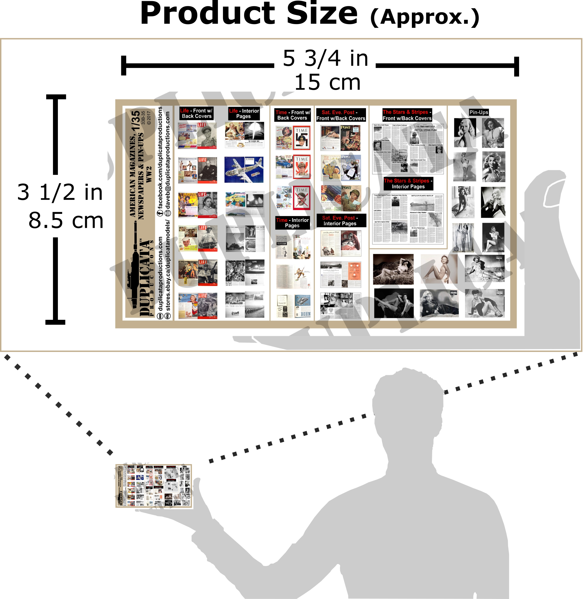 1/35スケール WWIIアメリカ軍 雑誌・新聞・ピンナップの印刷物セット