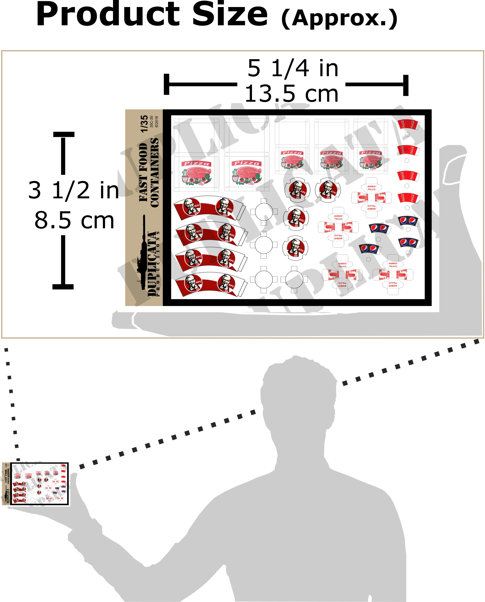 1/35スケール アメリカン・ファストフード紙製容器セット(ピザ箱・チキン容器・テイクアウト箱・カップ)
