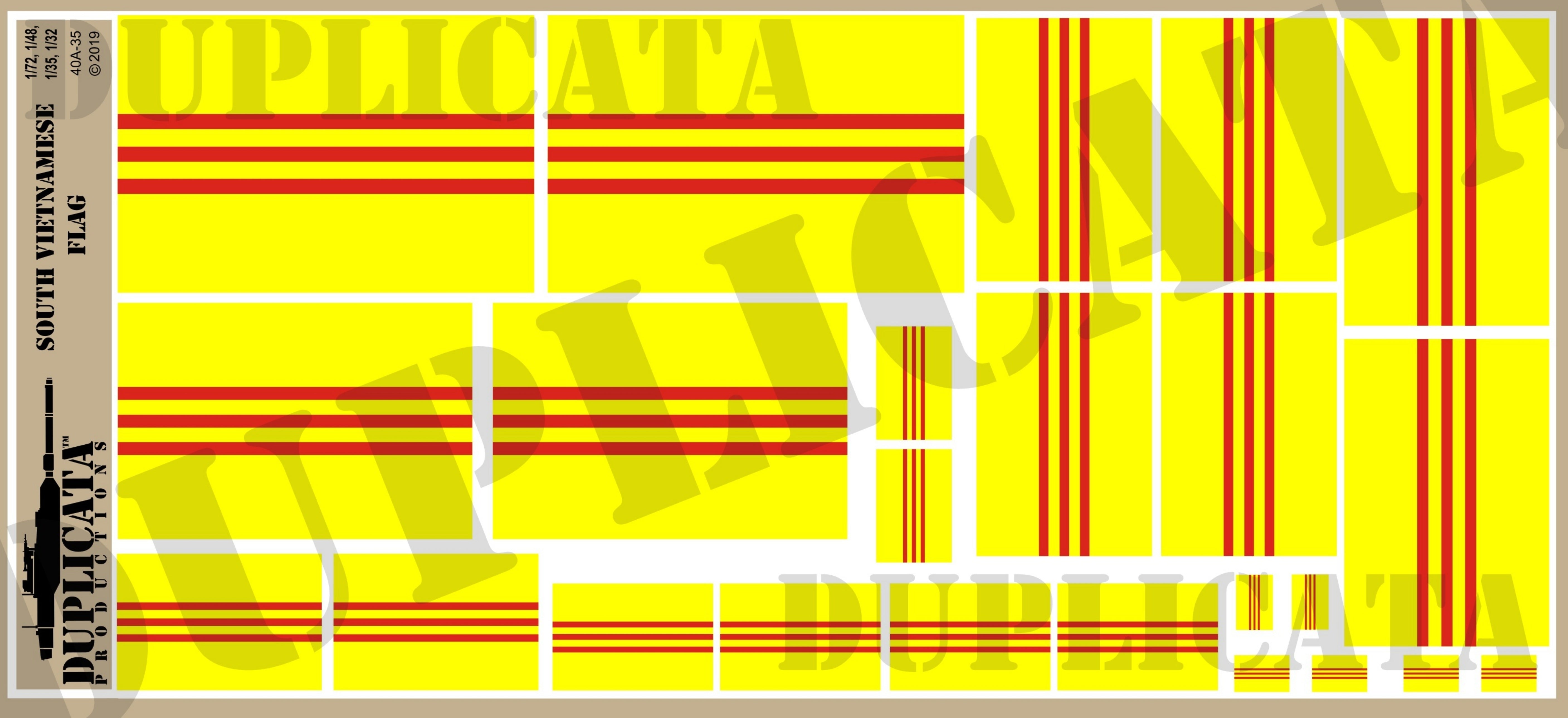 南ベトナム国旗 ペーパーフラッグセット(1/72, 1/48, 1/35, 1/32)