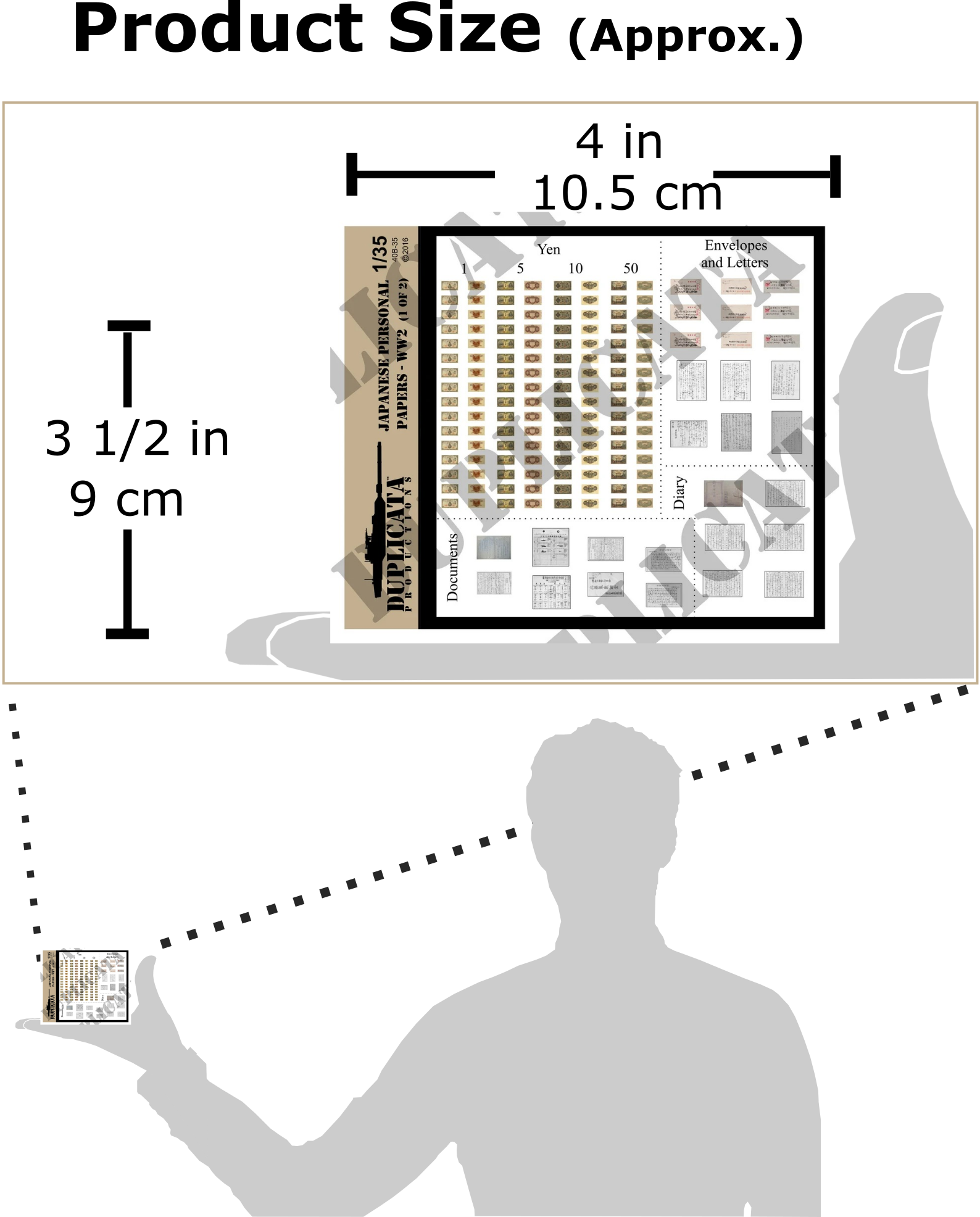 日本軍 個人書類(軍票・手紙・日記・書類)のペーパーアクセサリー作例(1/35)