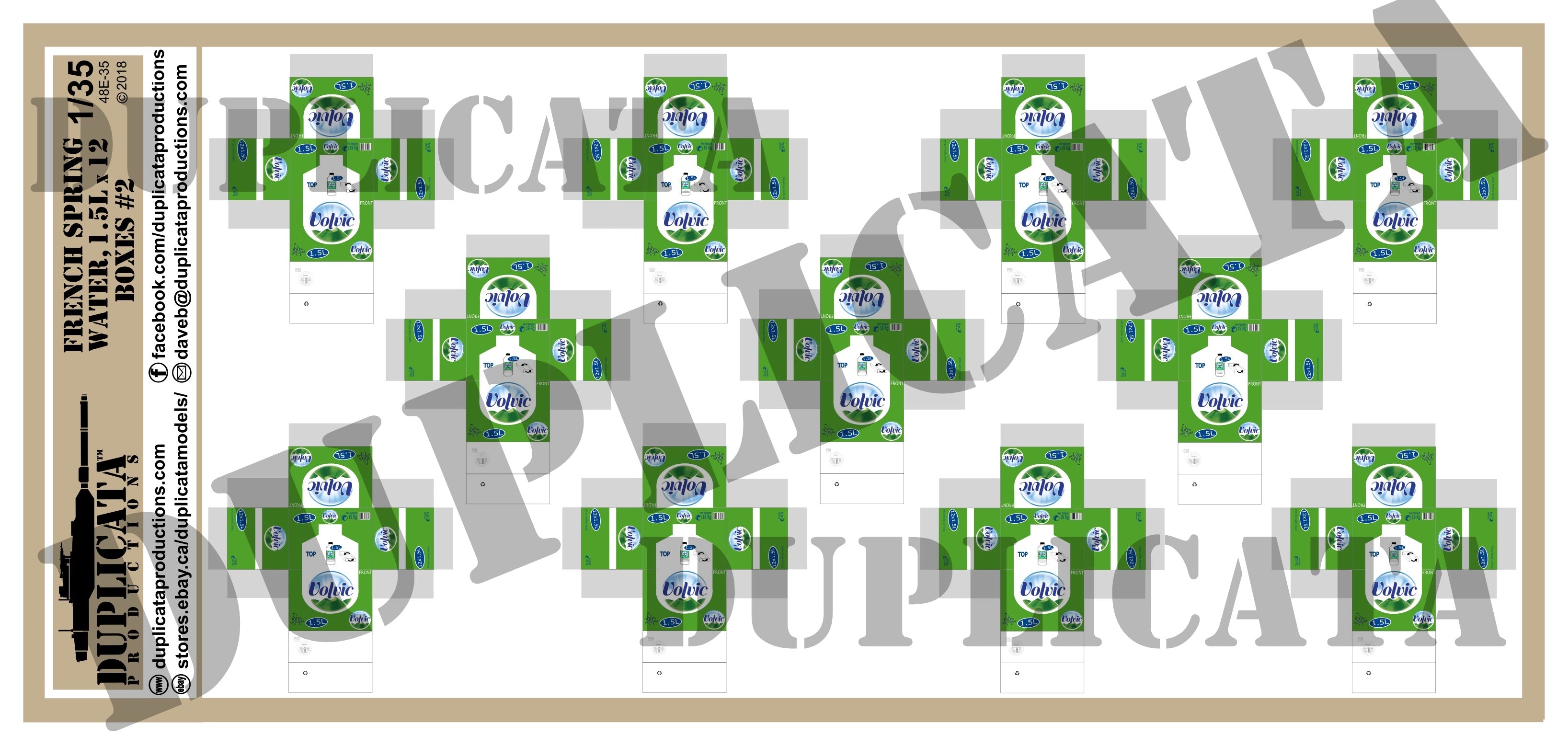 1/35スケールのVolvic(フレンチ・スプリングウォーター)箱を使ったジオラマ小物の使用例