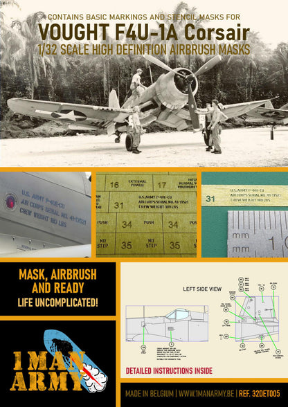 1ManArmy 1/32 F4U-1A コルセア用エアブラシマスクセットのパッケージ画像