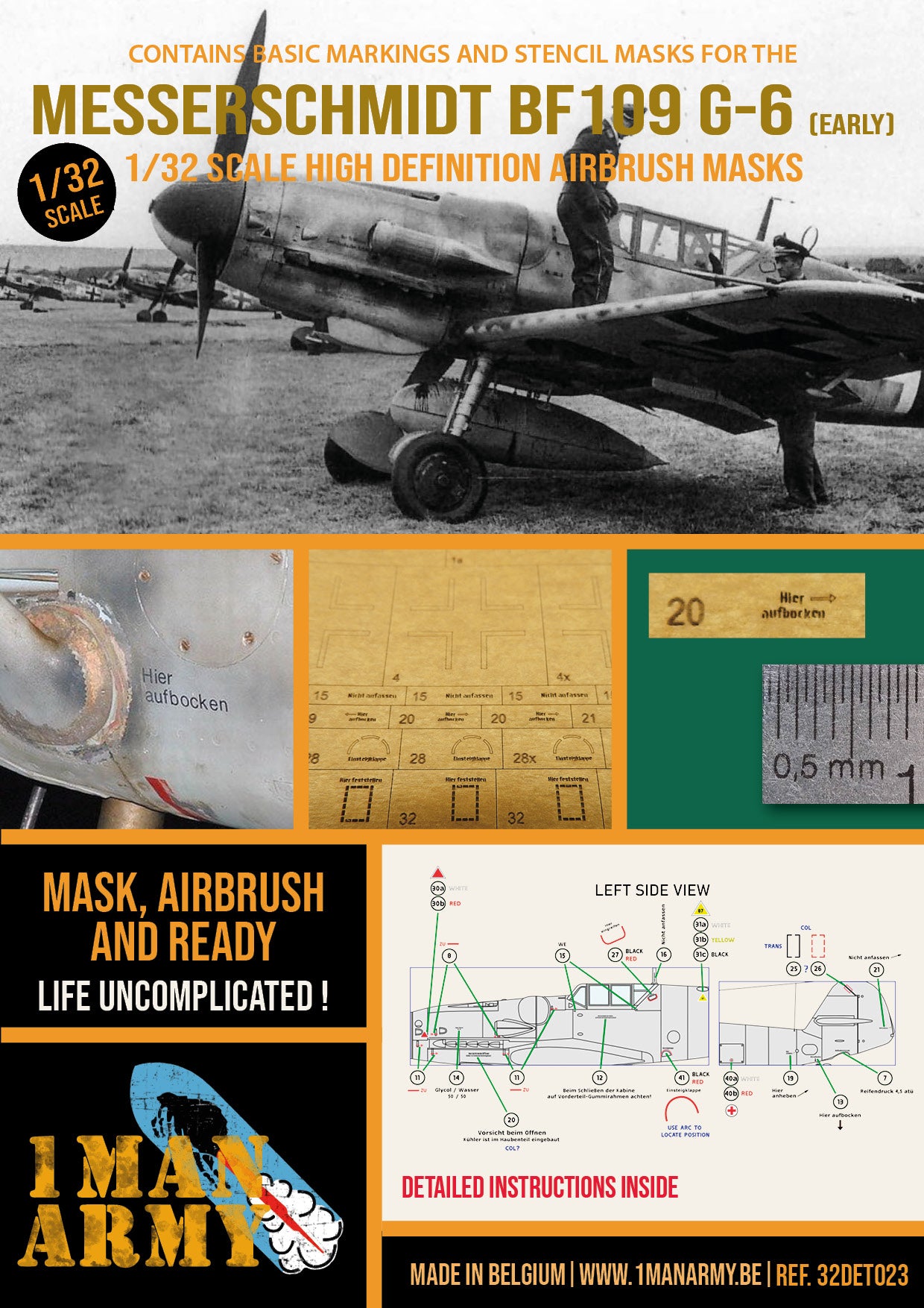 1ManArmy 1/32 Bf 109 G-6 初期型用エアブラシマスクセットのパッケージ画像