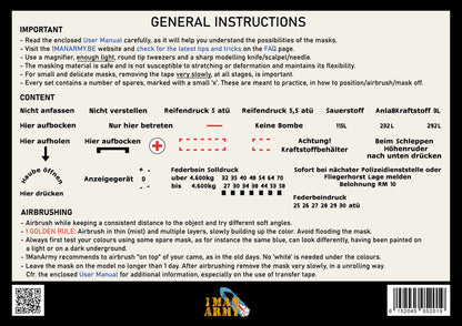 1ManArmy 1/48 Fw190 Aシリーズ用 メンテナンスデータステンシル エアブラシマスクセットの使用説明・内容一覧画像