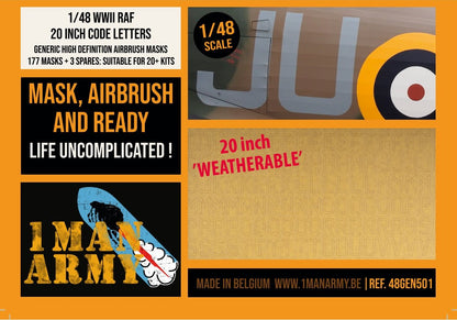1ManArmy 1/48 RAF用 20インチ コードレター エアブラシマスクセットのパッケージ画像