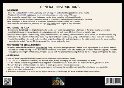 一般説明と使用方法が印刷された 1ManArmy 1/48 RAF 8インチ シリアルナンバー セットの説明書シート画像