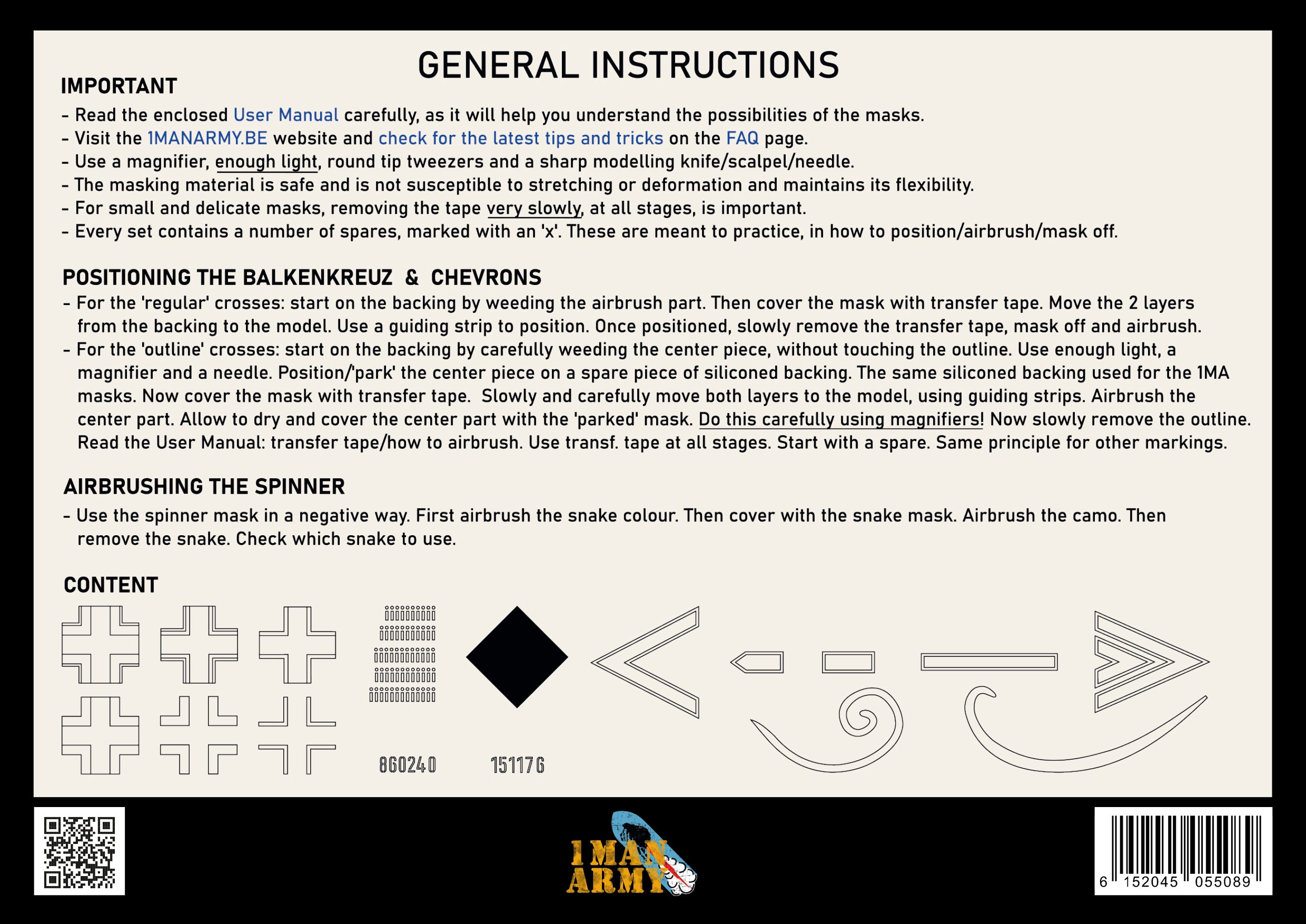 1ManArmy 1/48 フォッケウルフ Fw190 A型 バルケンクロイツ マスク 説明書シート画像