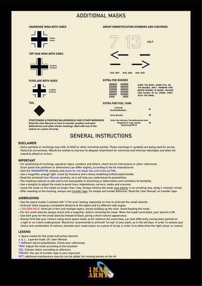 1ManArmy 1/18 Messerschmitt Bf109 E-4 塗装マスキングセット 内容／説明書画像