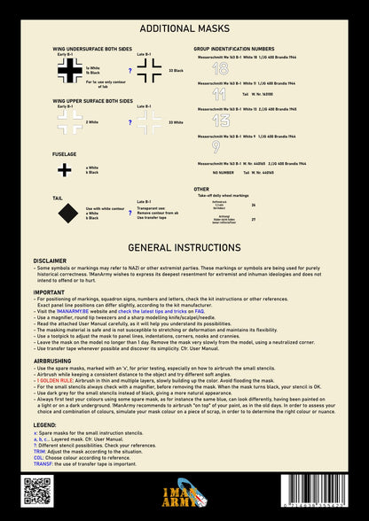 1ManArmy 1/32 メッサーシュミット Me 163B「コメート」塗装マスキングセットの説明書／内容一覧画像