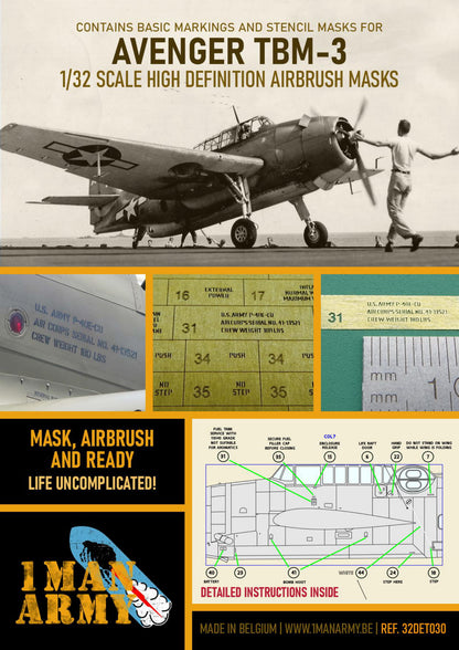 1ManArmy 1/32 アヴェンジャー TBM-3 塗装マスキングセットのパッケージ表面画像