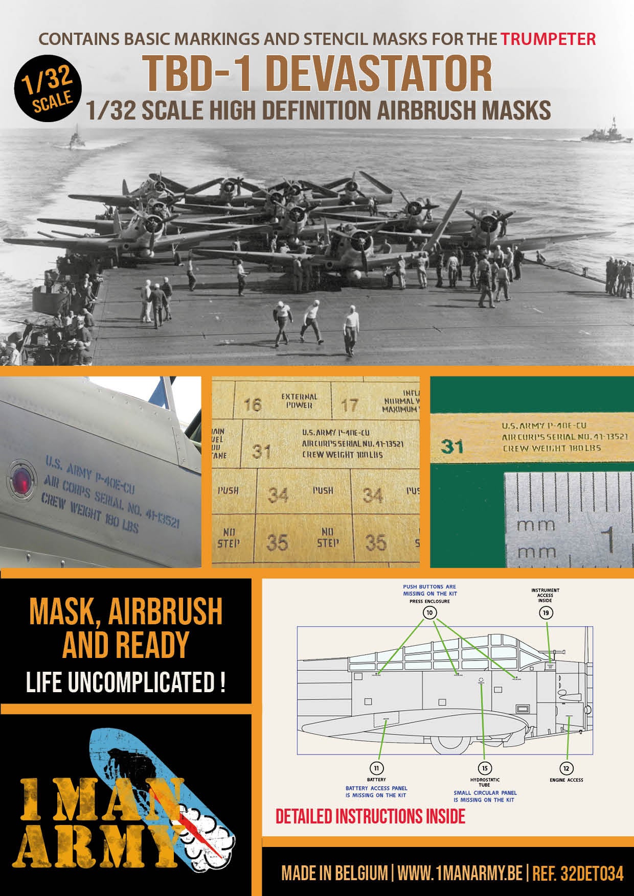1ManArmy 1/32 TBD-1「デヴァステーター」塗装マスキングセットのパッケージ表面画像