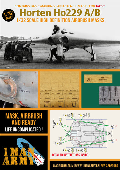 1ManArmy 1/32 ホルテン Ho 229 A/B 塗装マスキングセットのパッケージ表面画像
