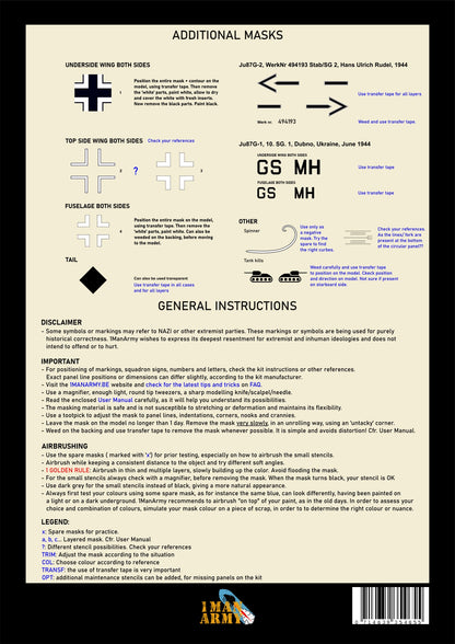 1ManArmy 1/35 Junkers Ju87G “Stuka” 塗装マスキングセット 内容／説明書画像