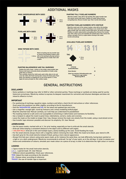 1ManArmy 1/35 Focke-Wulf Fw190 A-6 塗装マスキングセット 内容／説明書画像