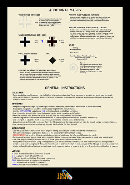 1ManArmy 1/35 Messerschmitt Bf 109 G-6 塗装マスキングセット 内容／説明書画像