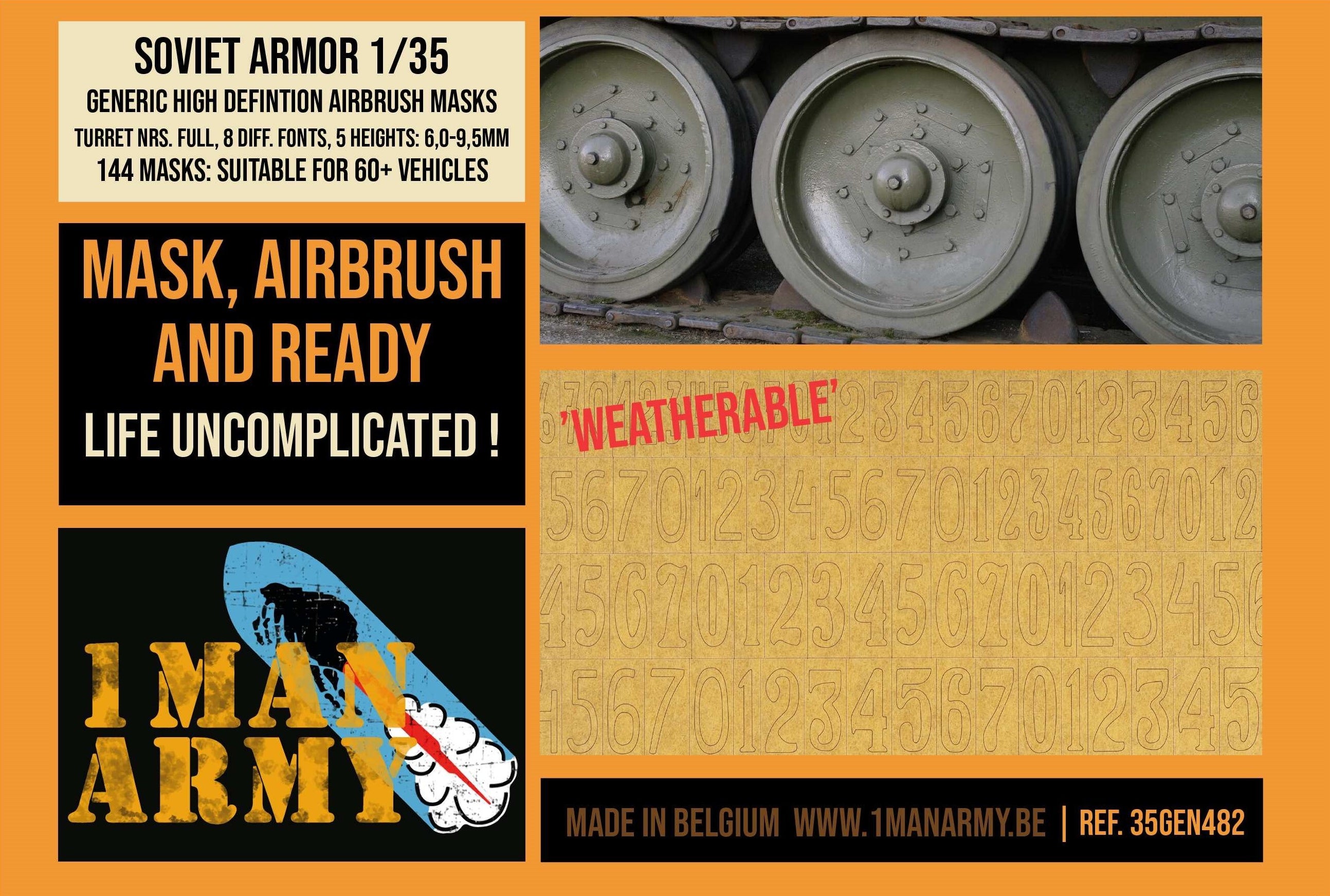 1ManArmy 1/35 Soviet Armor Turret Numbers 塗装マスキングセット パッケージ表面画像