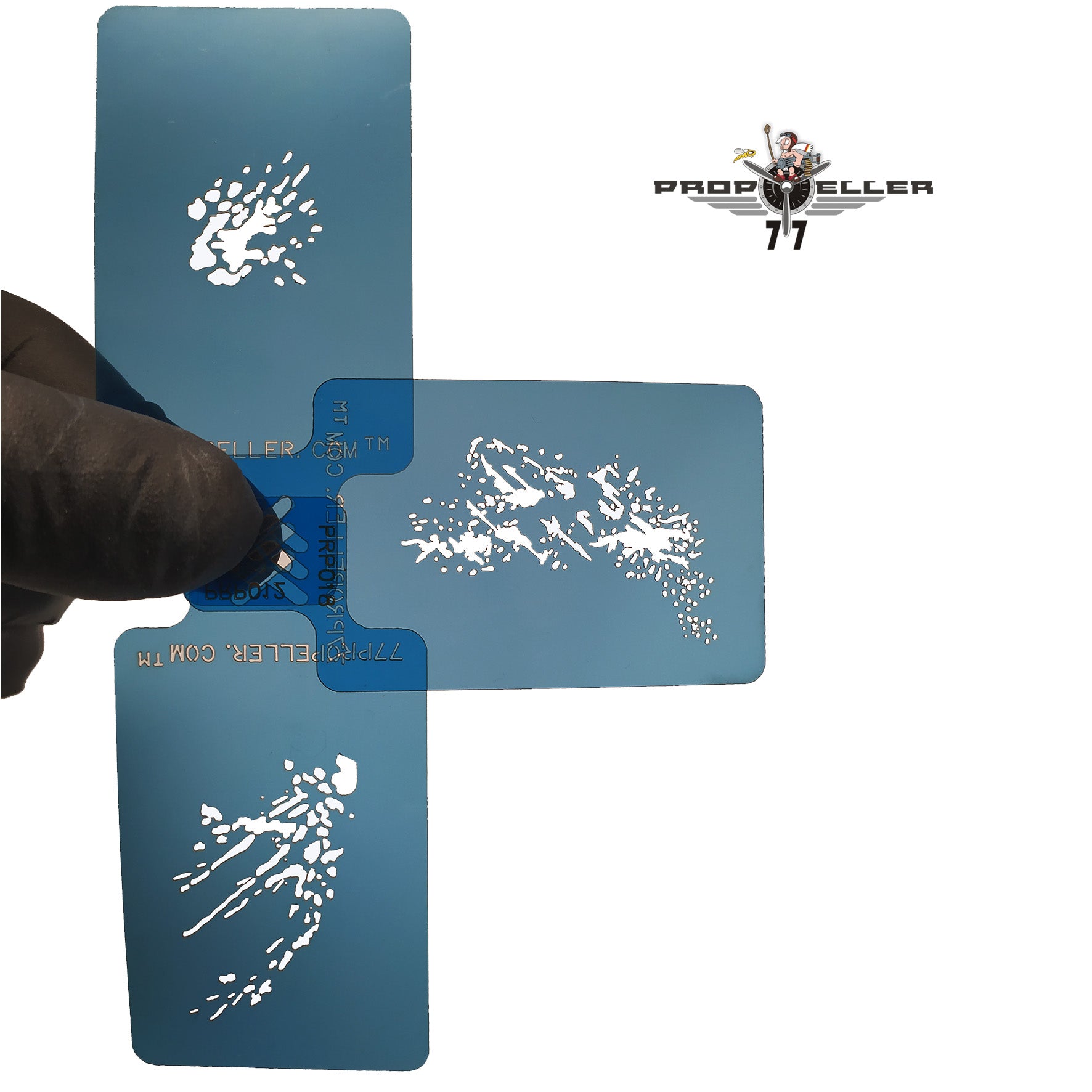 77 Propeller Set “2” – 3 Micro Airbrush Stencils 60×40 mm PRP022 three splatter pattern template
