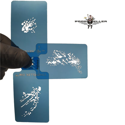 77 Propeller Set “2” – 3 Micro Airbrush Stencils 60×40 mm PRP022 three splatter pattern template