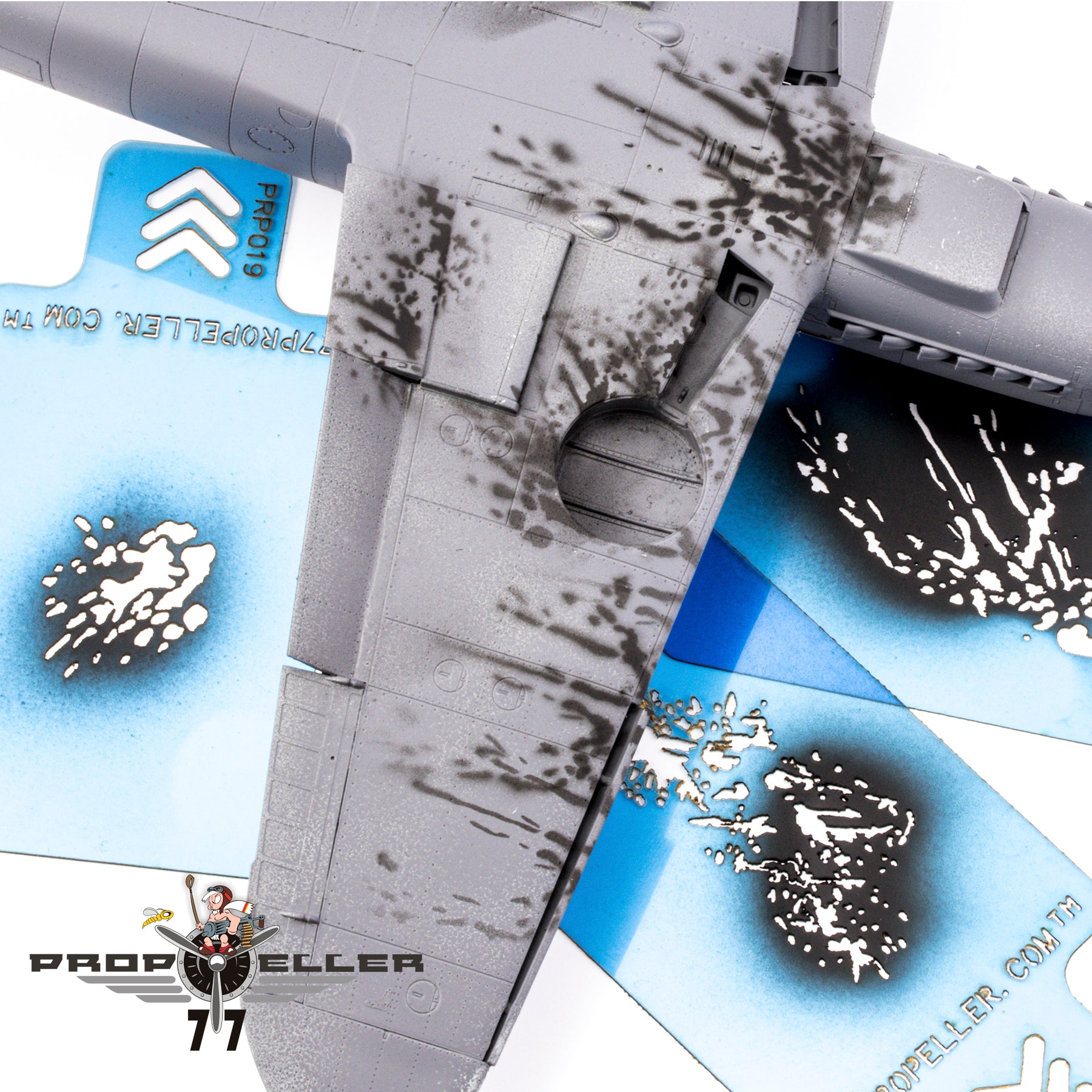 77 Propeller Set “2” – 3 Micro Airbrush Stencils 60×40 mm PRP022  three splatter pattern template on aircraft wing fuselage