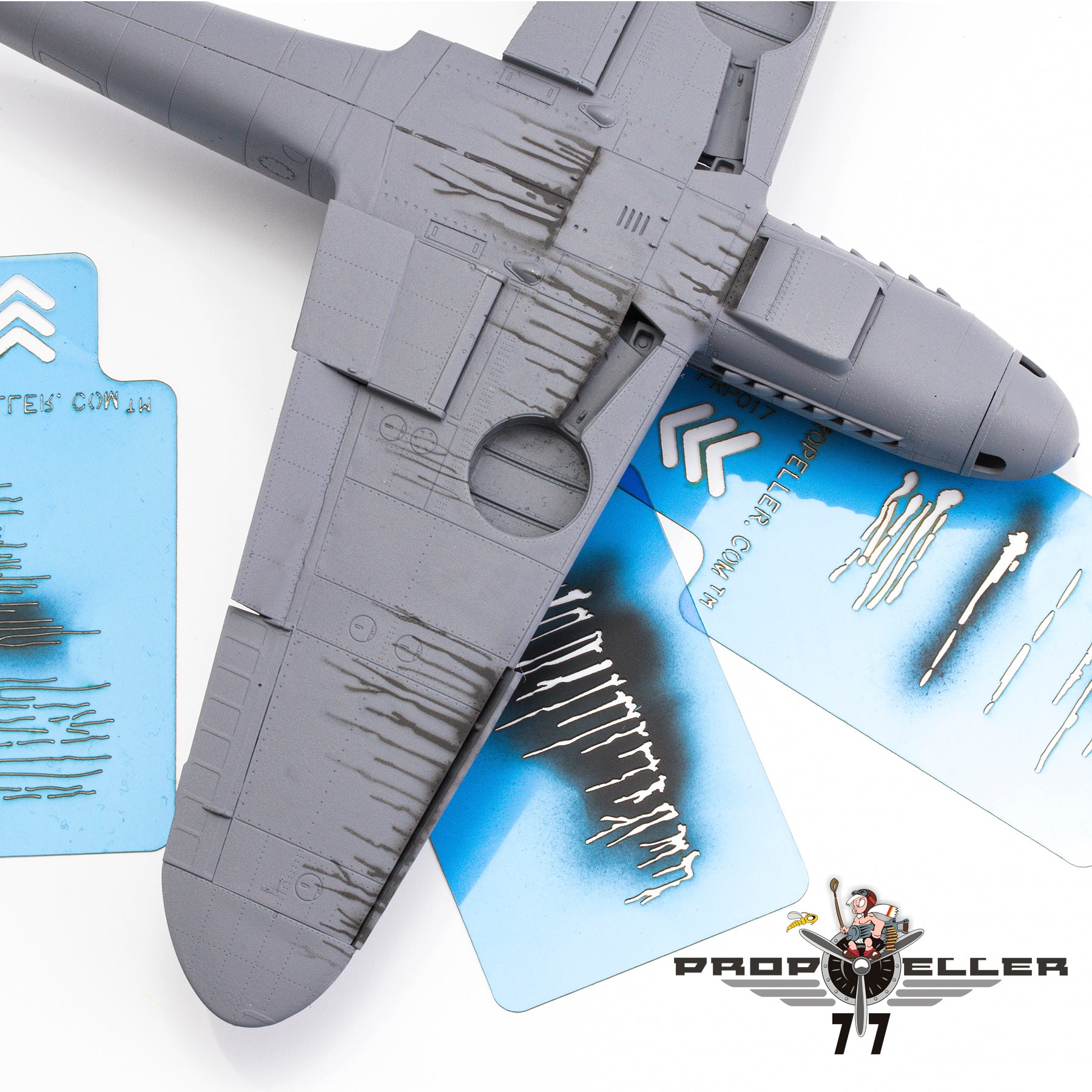 77 Propeller Set “3” – 3 Micro Airbrush Stencils 60×40 mm PRP023 three streak pattern on aircraft