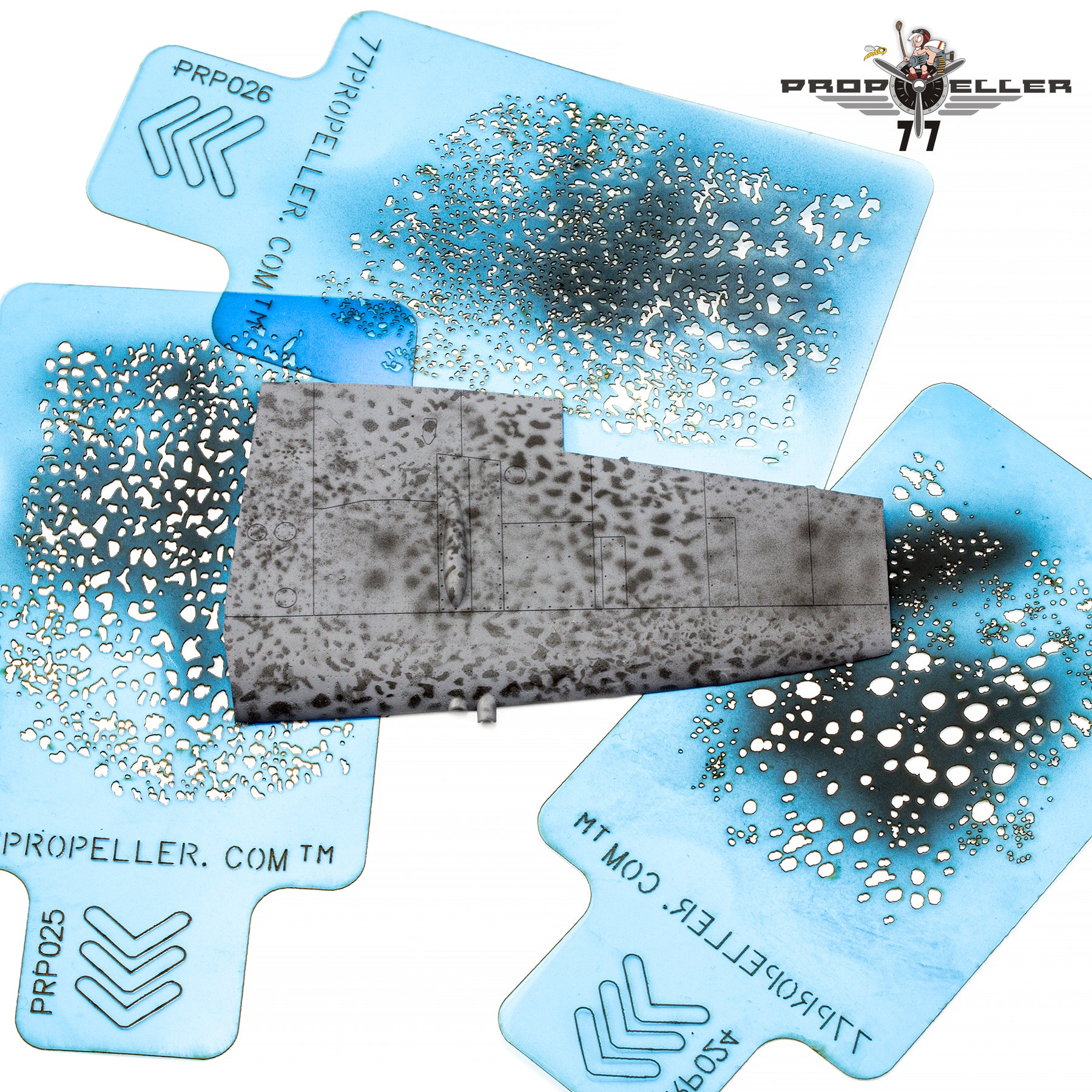 77 Propeller Set “4” – 3 Medium Airbrush Stencils 90×60 mm PRP027 three template spray pattern on wing