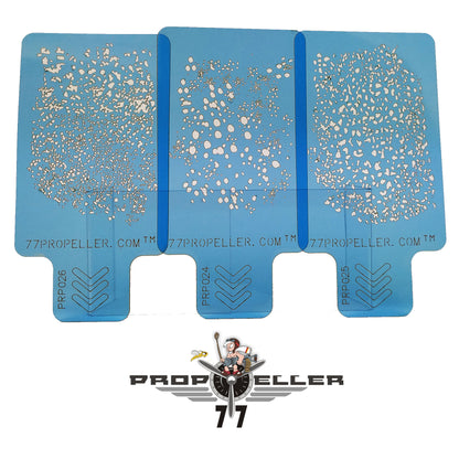 77 Propeller Set “4” – 3 Medium Airbrush Stencils 90×60 mm PRP027 three template pattern