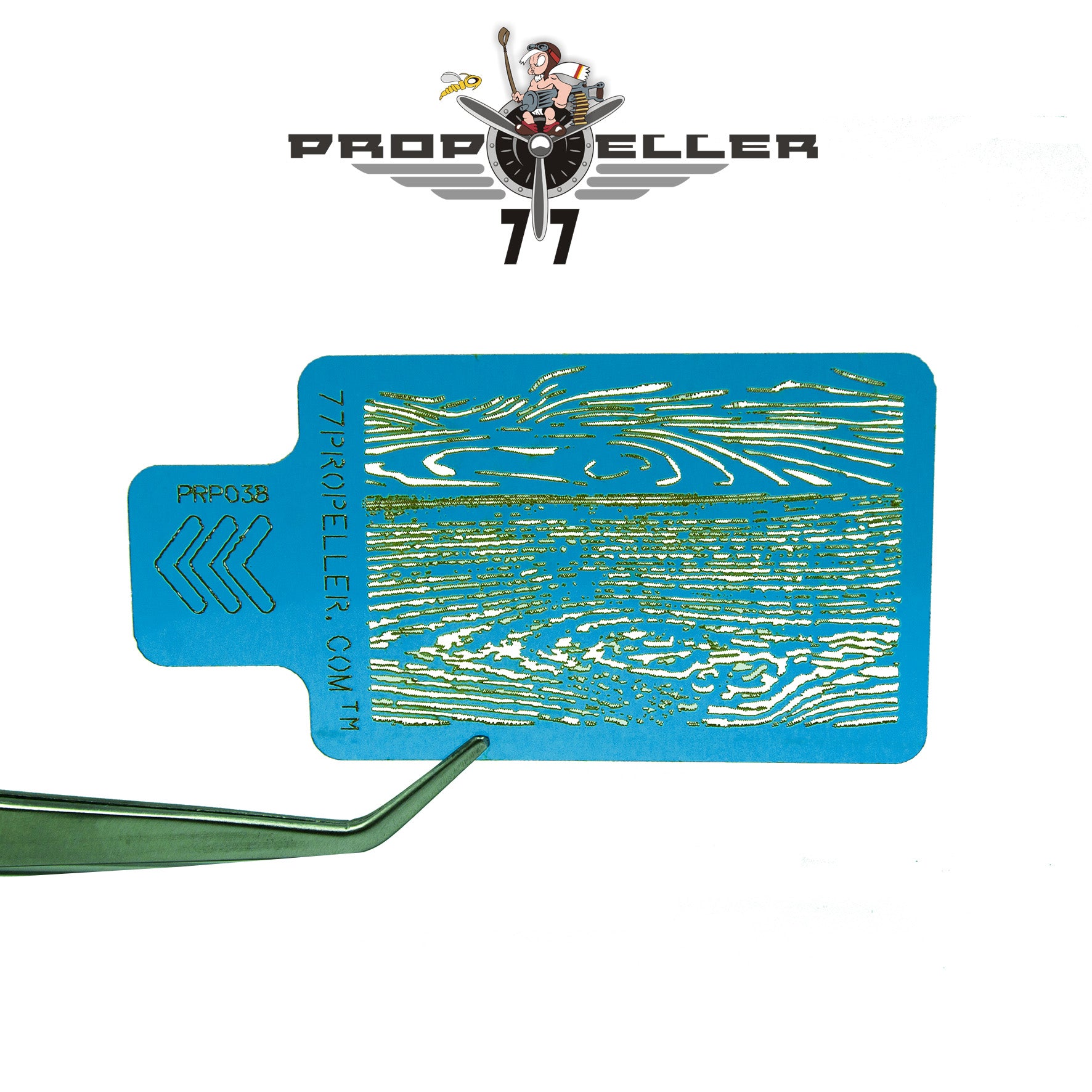 77 Propeller Set “7” – 4× Wood Texture Airbrush Stencils 60×40 mm PRP034 wood grain template design 4