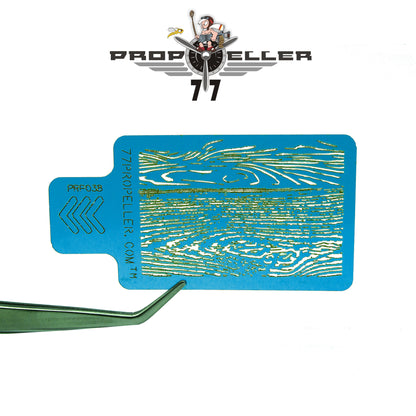 77 Propeller Set “7” – 4× Wood Texture Airbrush Stencils 60×40 mm PRP034 wood grain template design 4