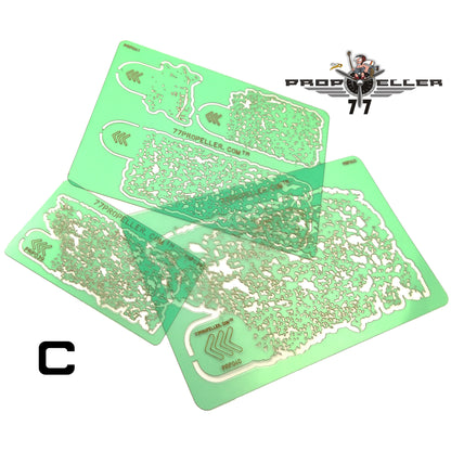 77 Propeller Set C‑5 – 5× Stain Airbrush Stencils 60×40 mm PRP043 all five templates