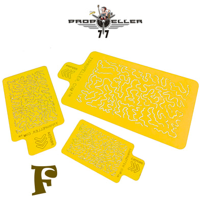 77 Propeller Set “F” – 3× Shingles Camo Stencils PRP062 template small medium large