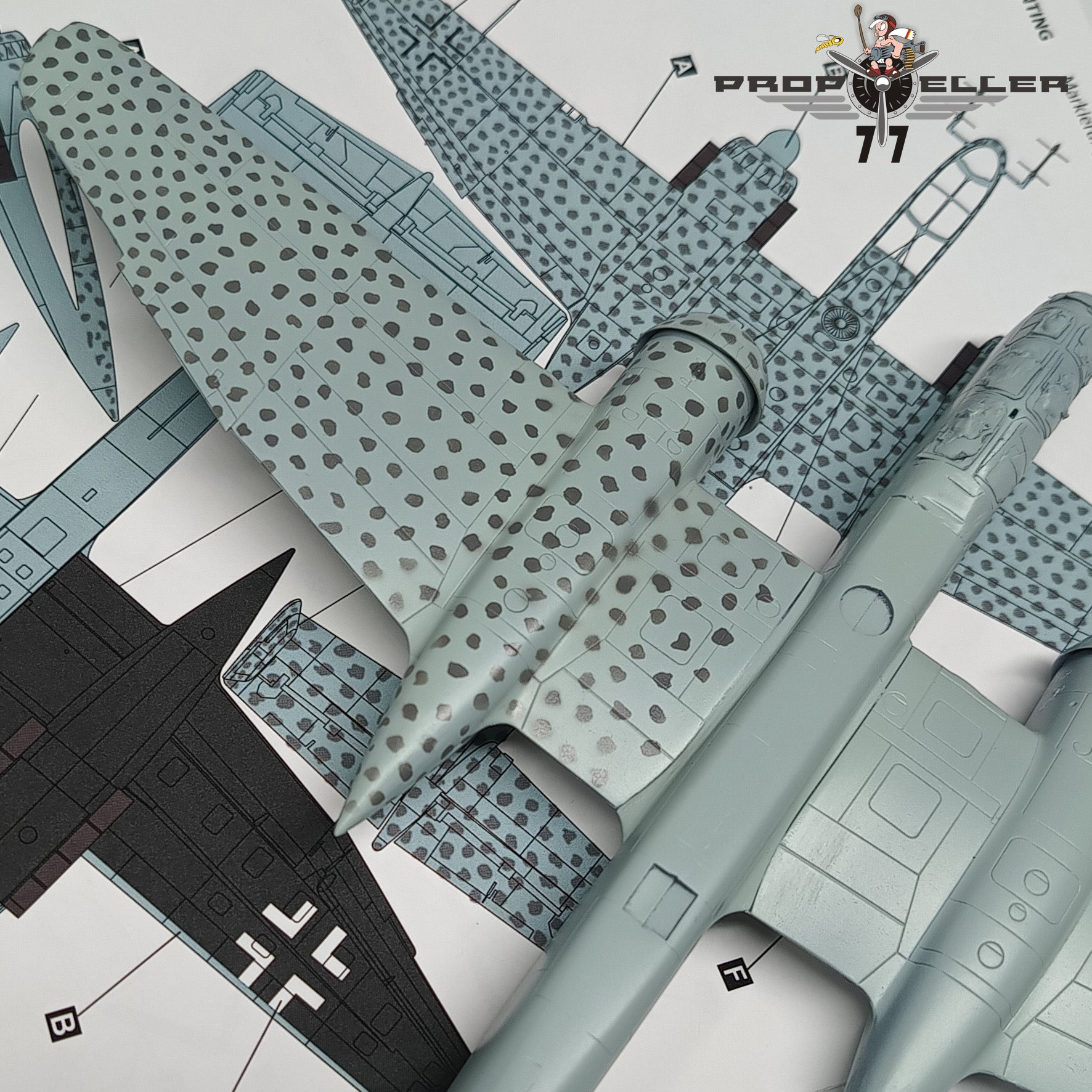 77 Propeller 1/72 He 219 A‑2 (Wnr. 290004) Camouflage Painting Template PRP079 aircraft after airbrushing with template