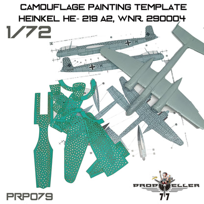 77 Propeller 1/72 He 219 A‑2 (Wnr. 290004) Camouflage Painting Template PRP079 template with layout