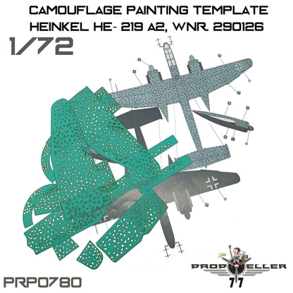 77 Propeller 1/72 He 219 A‑2 Camouflage Painting Template Variant 2 PRP080 template with layout