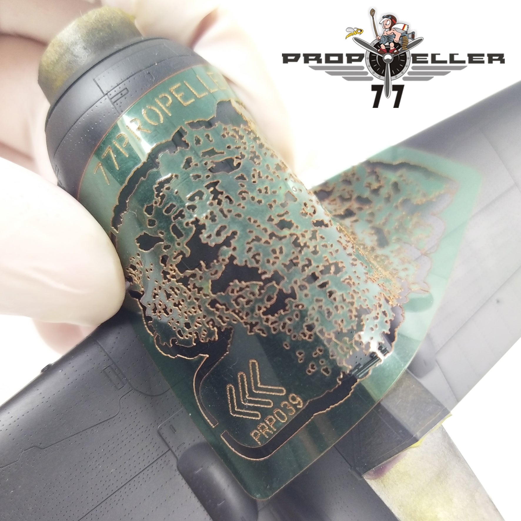 77 Propeller Small Airbrush Stencil 65×35 mm PRP039 bending template on aircraft