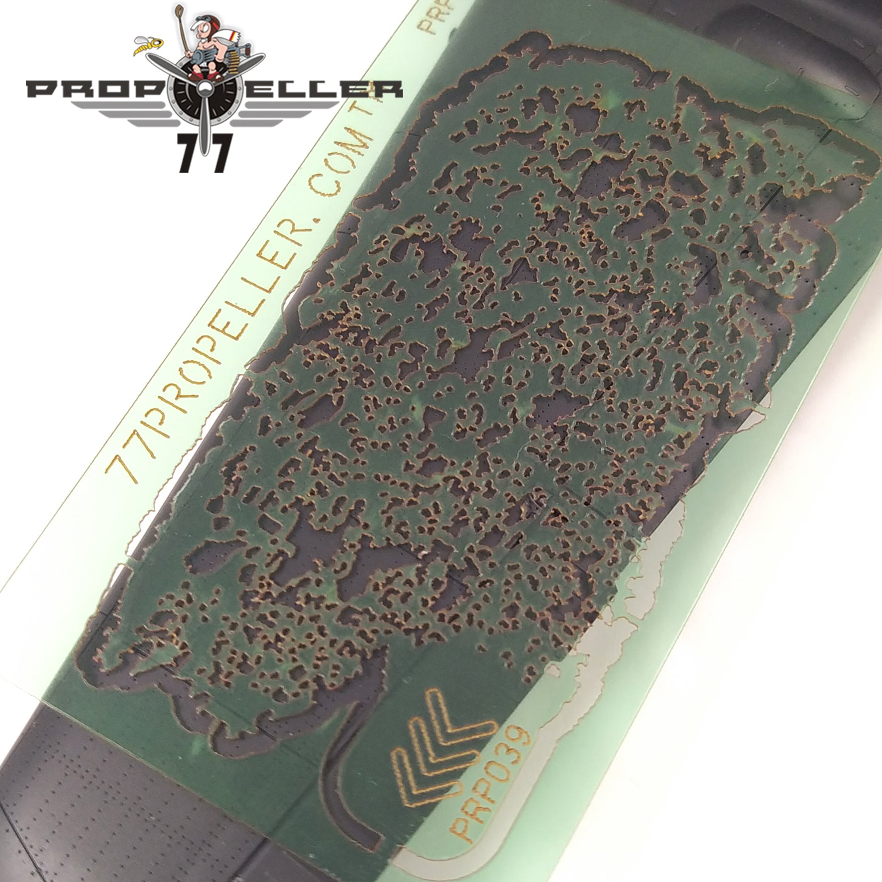 77 Propeller Small Airbrush Stencil 65×35 mm PRP039 template on aircraft wing