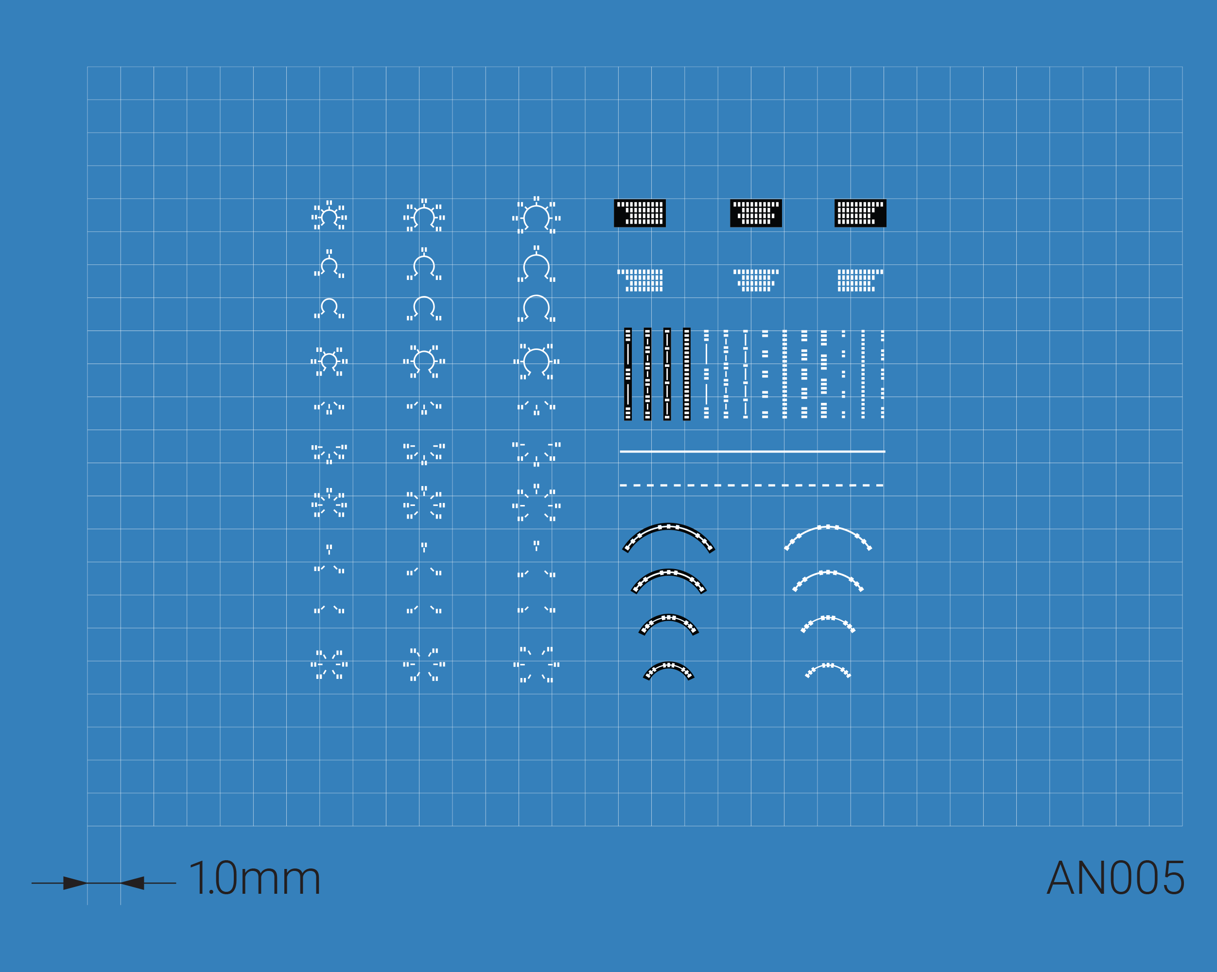 ANYZ AN005 デカールシートのラベル・ステンシル部分 拡大画像（1/48 汎用・ホワイト）