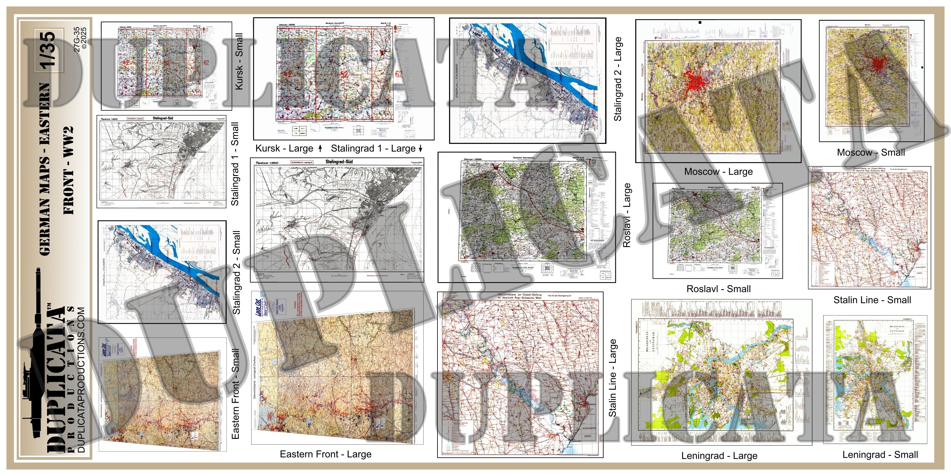 1/35スケール WWII東部戦線 ドイツ軍地図のペーパーアクセサリー（全16枚）