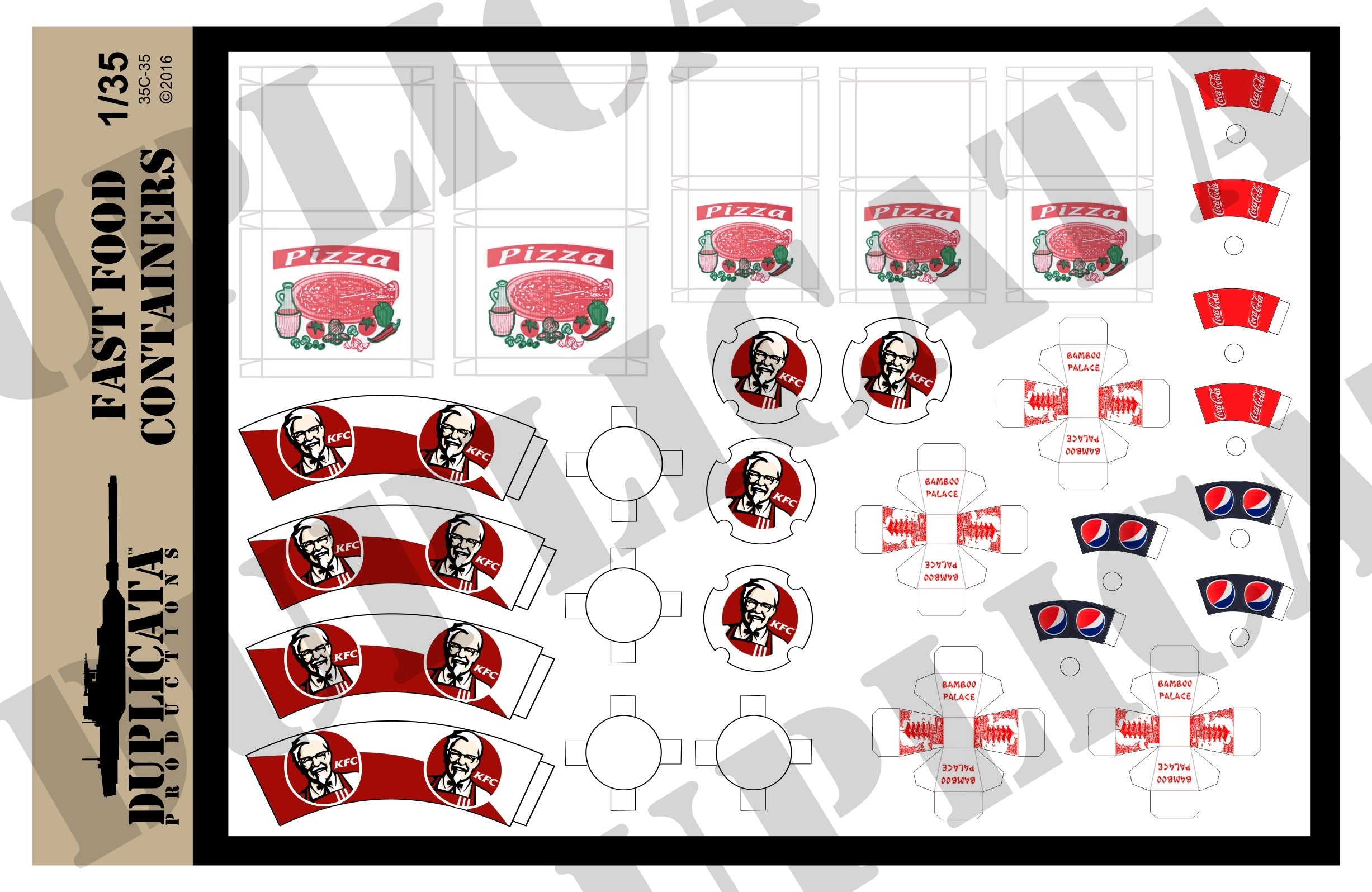 1/35スケール アメリカン・ファストフード紙製容器の使用例（ジオラマ作例）