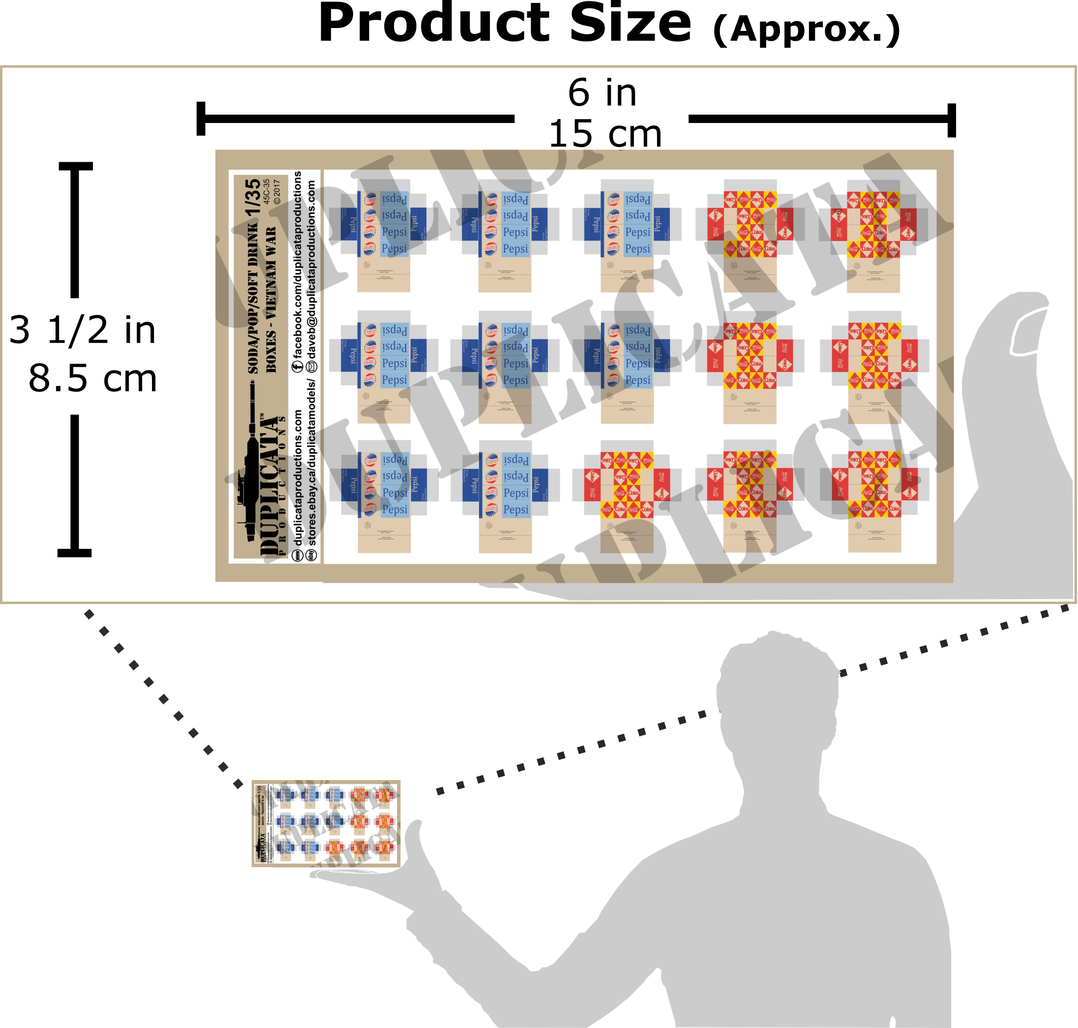 アメリカ軍 ソーダ／ポップ／清涼飲料ボックス（ベトナム戦争） 1/35 ペーパーアクセサリー（サイズ参考）