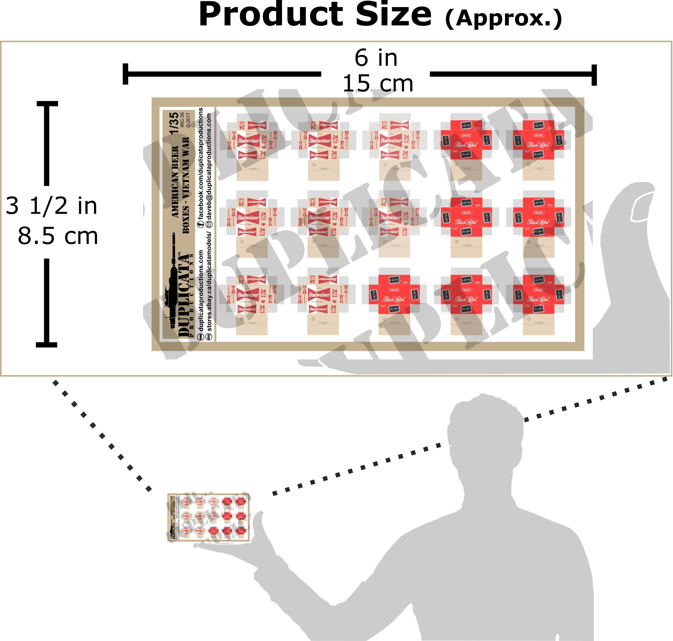 1/35 米軍 24缶ビールケース（ベトナム戦争）ペーパークラフトシート（スケール比較付き）（46C-35）