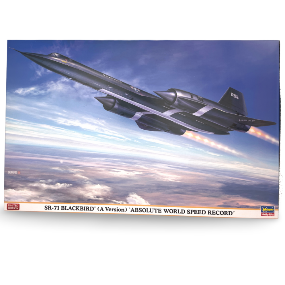 ハセガワ SR-71A ブラックバード 世界最速記録機 1/72［02425］ボックスアート（上昇する機体イラスト）